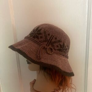 Brown Knit Women's Bucket Hat